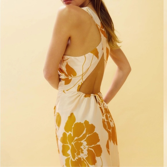 NWT Reformation Anaiis Silk Maxi Dress Size 0 - Maracuya - Picture 7 of 9